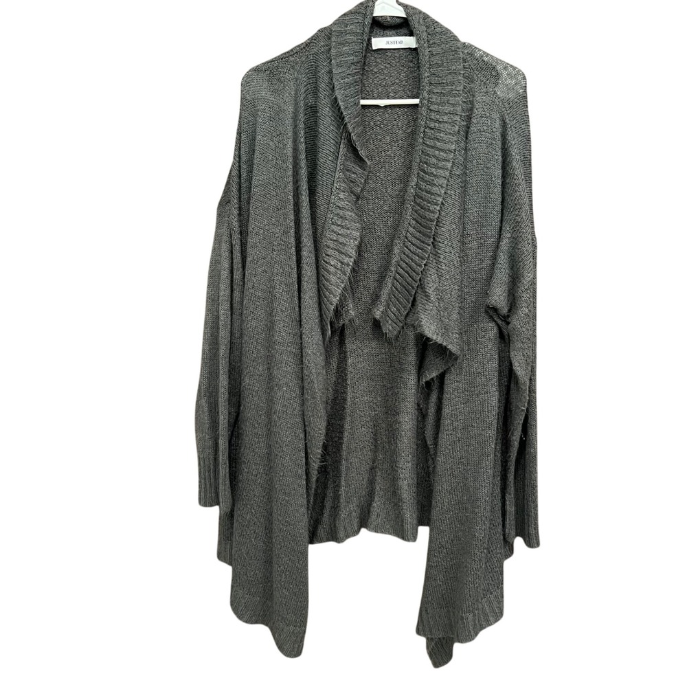JustFab Gray Knit Cardigan Open Front Draped Lightweight Plus Size‎ 3X